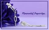 Minimalist Paperclip Link Chain Dangle Drop Stud Earrings for Women in 925 Sterling Silver in Push Back