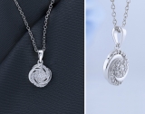 Round White Diamond Twisted & Swirl Circle Pendant for her (0.29 ctw Color I-J Clarity I1-I2) | 14K White Gold