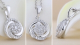 Round White Diamond Twisted & Swirl Circle Pendant for her (0.29 ctw Color I-J Clarity I1-I2) | 14K White Gold
