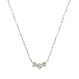 Round White Diamond Three Stone Past Present Future Chevron Style Pendant for Women (0.53 ctw Color I-J Clarity I1-I2) | 18K Yellow Gold