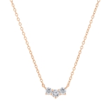 Round White Diamond Three Stone Past Present Future Chevron Style Pendant for her (0.53 ctw Color I-J Clarity I2-I3) | 10K Rose Gold