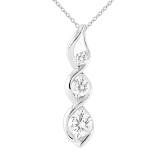 Round White Cubic Zirconia 3 Stone Graduated Swirl Pendant for Women with 18 Inch Silver Chain (5.70 ctw, Color White, Clarity Clean), 925 Sterling Silver