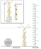 Round White Cubic Zirconia 3 Stone Graduated Swirl Pendant for Women with 18 Inch Gold Chain (5.70 ctw, Color White, Clarity Clean), 14K Yellow Gold