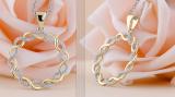 Round White Diamond Criss Cross Swirl Circle Pendant for Women with 18 Inch Silver Chain (0.16 ctw, Color I-J, Clarity I1-I2) in 18K Yellow Gold