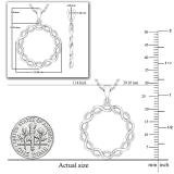 Round White Diamond Criss Cross Swirl Circle Pendant for Her with 18 Inch Gold Chain (0.16 ctw, Color I-J, Clarity I2-I3) in 10K White Gold