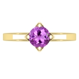 6.5mm Round Amethyst Comfort Fit Solitaire Engagement Ring for Her 925 Sterling Silver