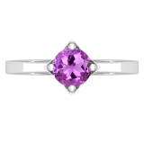6mm Round Amethyst Comfort Fit Solitaire Engagement Ring for Her 925 Sterling Silver