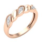 Round White Diamond Alternative Floral Leaf Style Wedding Band Ring for Women ( 0.09 ctw, Color I-J, Clarity I1-I2) | 18K Rose Gold