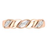 Round White Diamond Alternative Floral Leaf Style Wedding Band Ring for Women ( 0.09 ctw, Color I-J, Clarity I1-I2) | 18K Rose Gold