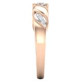 Round White Diamond Alternative Floral Leaf Style Wedding Band Ring for Women ( 0.09 ctw, Color I-J, Clarity I1-I2) | 18K Rose Gold