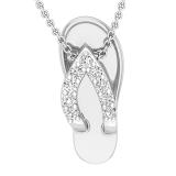 Round White Diamond Slipper Flip Flop Sandal Pendant Necklace for Women 1/6 CT (0.16 ctw, Color I-J, Clarity I2-I3), 925 Sterling Silver