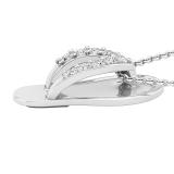 Round White Diamond Slipper Flip Flop Sandal Pendant Necklace for Women 1/6 CT (0.16 ctw, Color I-J, Clarity I2-I3), 925 Sterling Silver