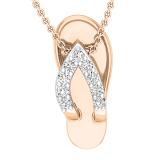 Round White Diamond Slipper Flip Flop Sandal Pendant Necklace for Her 1/6 CT (0.16 ctw, Color I-J, Clarity I1-I2), 18K Rose Gold
