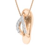 Round White Diamond Slipper Flip Flop Sandal Pendant Necklace for Her 1/6 CT (0.16 ctw, Color I-J, Clarity I1-I2), 18K Rose Gold