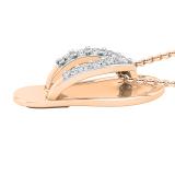 Round White Diamond Slipper Flip Flop Sandal Pendant Necklace for Her 1/6 CT (0.16 ctw, Color I-J, Clarity I1-I2), 18K Rose Gold