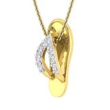 Round White Diamond Slipper Flip Flop Sandal Pendant Necklace for Her 1/6 CT (0.16 ctw, Color I-J, Clarity I1-I2), 18K Yellow Gold