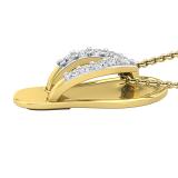 Round White Diamond Slipper Flip Flop Sandal Pendant Necklace for Her 1/6 CT (0.16 ctw, Color I-J, Clarity I1-I2), 18K Yellow Gold