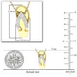 Round White Diamond Slipper Flip Flop Sandal Pendant Necklace for Her 1/6 CT (0.16 ctw, Color I-J, Clarity I1-I2), 18K Yellow Gold