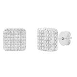 Round White Diamond Dice Square Cube Pushback Stud Earrings for Women (0.30 ctw, Color I-J, Clarity I2-I3) in 10K White Gold