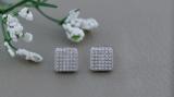 Round White Diamond Dice Square Cube Pushback Stud Earrings for Women (0.30 ctw, Color I-J, Clarity I2-I3) in 10K White Gold