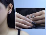Round White Diamond Dice Square Cube Screwback Stud Earrings for Women (0.30 ctw, Color I-J, Clarity I2-I3) in 925 Sterling Silver
