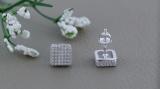 Round White Diamond Dice Square Cube Screwback Stud Earrings for Women (0.30 ctw, Color I-J, Clarity I2-I3) in 925 Sterling Silver