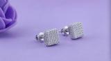 Round White Diamond Dice Square Cube Screwback Stud Earrings for Women (0.30 ctw, Color I-J, Clarity I2-I3) in 925 Sterling Silver