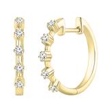 Round White Diamond 5 Stone Style Hinged Huggie Hoop Earrings for Women (0.27 ctw I-J Color I2-I3 Clarity) 10K Yellow Gold