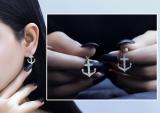 Round White Diamond Hanging Anchor Screwback Dangle Drop Earrings for Women (0.22 ctw, Color I-J, Clarity I1-I2) in 14K Yellow Gold