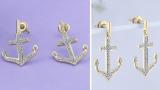 Round White Diamond Hanging Anchor Screwback Dangle Drop Earrings for Women (0.22 ctw, Color I-J, Clarity I1-I2) in 14K Yellow Gold