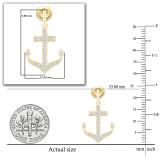 Round White Diamond Hanging Anchor Screwback Dangle Drop Earrings for Women (0.22 ctw, Color I-J, Clarity I1-I2) in 14K Yellow Gold