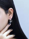 Round White Diamond Hanging Anchor Pushback Dangle Drop Earrings for Women (0.22 ctw, Color I-J, Clarity I2-I3) in 925 Sterling Silver