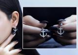 Round White Diamond Hanging Anchor Screwback Dangle Drop Earrings for Women (0.22 ctw, Color I-J, Clarity I2-I3) in 925 Sterling Silver