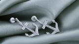 Round White Diamond Hanging Anchor Screwback Dangle Drop Earrings for Women (0.22 ctw, Color I-J, Clarity I2-I3) in 925 Sterling Silver