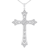 Round White Diamond Holy Latin Cross Pendant for Women (0.26 ctw Color I-J Clarity I2-I3) in 10K White Gold