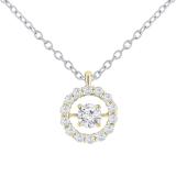 Round White Diamond Center Dancing Stone Pendant with Silver Chain for Women (0.60 ctw, Color I-J, Clarity I1-I2) in 18K Yellow Gold
