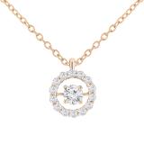 Round White Diamond Center Dancing Stone Pendant with Gold Chain for Women (0.60 ctw, Color I-J, Clarity I1-I2) in 18K Rose Gold