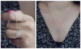 Round White Diamond Center Dancing Stone Pendant with Gold Chain for Women (0.60 ctw, Color I-J, Clarity I1-I2) in 18K Rose Gold