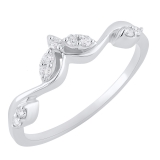 Round White Diamond Leaf Design Carved Fashion Wedding Band for Women (0.13 ctw Color I-J Clarity I2-I3) in 925 Sterling Silver