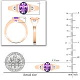 8X6mm Oval Amethyst Accented with Round White Diamond & Blue Sapphire Engagement Ring for Women in 18K Rose Gold