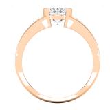 8X6mm Oval Center White and Round Cubic Zirconia in Bezel Set Engagement Ring for Women in 10K Rose Gold