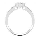 8X6mm Oval Center White and Round Cubic Zirconia in Bezel Set Engagement Ring for Women in 925 Sterling Silver