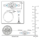 8X6mm Oval Center White and Round Cubic Zirconia in Bezel Set Engagement Ring for Women in 925 Sterling Silver