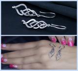Round White Diamond Infinity Knot Twist French-Wire Dangle Drop Earrings for Women 1/5 CT (0.20 ctw, Color I-J, Clarity I2-I3) in 10K White Gold