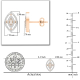 Round White Diamond Double Marquise Frame Pushback Stud Earring for Her (0.11 ctw Color I-J) 18K Rose Gold