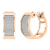 Round White Diamond Four Lines Fashion Hoop Earrings for Unisex (0.25 ctw Color I-J Clarity I1-I2) 18K Rose Gold