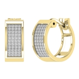 Round White Diamond Four Lines Fashion Hoop Earrings for Unisex (0.25 ctw Color I-J Clarity I1-I2) 18K Yellow Gold