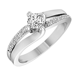 Round White Diamond Split Shank Solitaire Swirl Engagement Ring for Women 1/5 CT (0.19 ctw Color I-J Clarity I2-I3) in 925 Sterling Silver