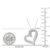 Round White Diamond Double Heart Design Pendant for Her (0.50 ctw Color I-J Clarity I2-I3) in 925 Sterling Silver