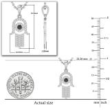0.38 Carat (ctw) Round Black & White Diamond Hamsa Hand Pendant for Women with 18 Inch Silver Chain, 14K White Gold